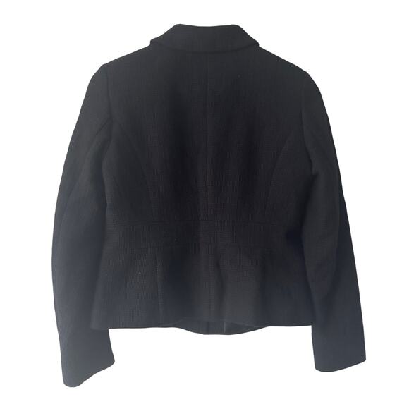 Talbots Blazer Womens 4 Black Tweed Full Zip Classic Business Peter Pan Collar - Picture 2 of 12